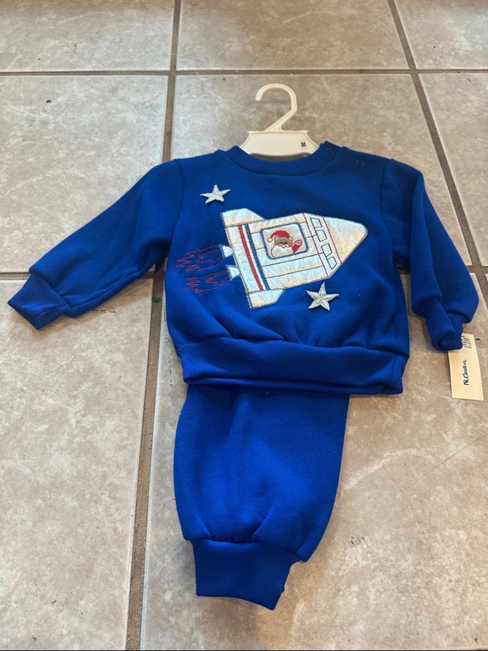 Carter's New Royal Blue with Rocket Detail Crewneck and sweatpants set